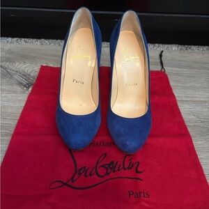 Christian Louboutin Royal Blue Suede Round-Toe Pumps